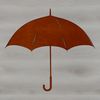 A simple outline silhouette of a classic umbrella with pointed tip and rounded canopy.