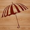 A detailed illustration of a colorful umbrella with an open canopy.