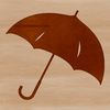 A transparent vector illustration of a colorful umbrella with a sturdy handle.