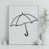 A simple line drawing of a compact umbrella with a sturdy handle and curved ribs.
