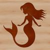 Illustration of a mythical underwater creature with a human upper body and fish tail.