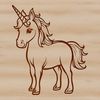 A stylized illustration of a mythical unicorn with a single horn and flowing mane.