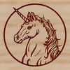 Equine Fantasy Illustration A digital representation of a mythical creature from fairy tales, featuring an equine head with a distinctive horn.