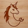 Illustrated mythical creature, a hybrid of a unicorn and mermaid, in vector format.