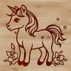 Magical Floral Motif Unicorn A colorful illustration of a mythical unicorn with a floral motif in its mane and tail.