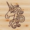 Beautiful Unicorn SVG Design An SVG vector design featuring a fantasy creature, a unicorn, with intricate details for customization.