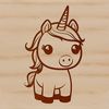 A simple line drawing of a mythical unicorn with a cute and classic design.