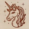 A mythical creature with a single horn protruding from its forehead, commonly depicted in fairy tales.