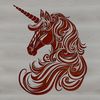 Intricate Horned Creature Clip Art A mythical creature with a long neck and horn, depicted in intricate detail with ornate patterns.