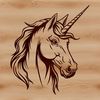 Colorful Mythical Creature Portrait A colorful illustration of a mythical unicorn's head, featuring a distinctive horn and flowing mane.