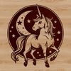 Whimsical Unicorn Graphic in SVG Format A mythical creature from fairy tales, depicted as a unicorn in an SVG format.