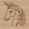 Free Unicorn Clip Art SVG Design An illustration of a mythical creature's head, featuring a unicorn's distinctive horn and mane.