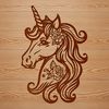 A mythical creature with an ornate head and floral details, depicted in vector format.