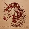 Floral Patterns Unicorn Head Design A detailed illustration of a mythical unicorn's head surrounded by floral patterns.