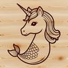Mythical Mermaid Horse Hybrid A mythical creature with the upper body of a mermaid and lower body of a horse, as depicted in a digital vector illustration.