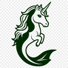 Marine Equine Hybrid Illustration An illustrated depiction of a marine-inspired equine hybrid, featuring long hair and shimmering scales.