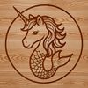 Free Vector Art of a Unicorn-Mermaid A mermaid-like creature with the upper body of a horse, combining elements of both mythological beings.