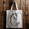 Mythical Sea Steed A mythical creature with the upper body of a mermaid and the lower body of a horse, created as a vector graphic.