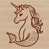 Aquatic Horse Hybrid Illustration A mythical aquatic creature with the upper body of a mermaid and lower body of a horse.