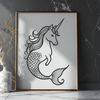 Mythical Mermaid Hybrid A vector illustration of a hybrid sea-land creature combining mermaid and horse features.