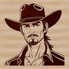A western-style cowboy illustration with intricate details.