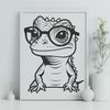 Friendly Reptile Character Vector A cartoon lizard illustration wearing glasses, suitable for clip art and vector design.