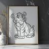 Sitting Tiger Illustration - DXF Free Download