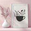 Floral Coffee Cup In SVG, PNG, PDF And DXF File Formats - Free