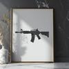 Illustrated vector design of a modern rifle with detailed elements.