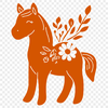 Floral Horse Digital Art - Free DXF