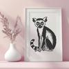 Creative Lemur Printable Image - Free DXF