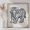 Beautiful Standing Tiger Vector Drawing