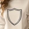 Stylized Shield Design for Clip Art and Creative Projects A stylized shield icon in SVG format.