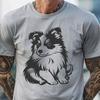 Unique Sitting Shetland Sheepdog Vector Drawing