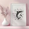 Vector Shark Design with Fine Lines A digital illustration of a shark in black and white lines, suitable for use as clip art or vector design.
