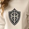 Intricate Shield Design for Crafting and Graphic Projects A simple vector shield design with intricate details suitable for various uses including crafting and graphic design.