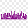 A detailed vector illustration of a city skyline at sunset, suitable for digital applications and cutting machines.