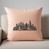 Sunset City Skyline Design Vector A stylized vector illustration of a city skyline at sunset, suitable for various design applications.