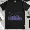 Detailed vector illustration of a modern city skyline with skyscrapers and buildings.