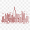City Skyline Graphic Art A stylized illustration of a city skyline, designed as vector art.