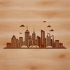 Beautiful City Landscape Design A stylized illustration of a city skyline at sunset, suitable for use in graphic design projects.