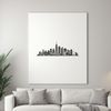 Urban metropolis with towering skyscrapers and bustling streets in vector format.