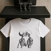 Couple Skeleton Hug A stylized illustration of a skeleton couple embracing, perfect for Valentine's Day designs.