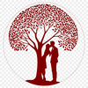Interconnected Hearts Tree Symbol A stylized illustration of a tree with intertwined branches symbolizing love.