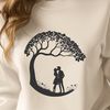 Romantic Tree Design for Wedding Decor An elegant vector design featuring a tree structure with leaves and roots, ideal for Valentine's Day or wedding decorations.