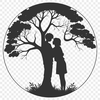 Beautiful Branches Entwined Tree Graphic Illustrated depiction of a tree with intertwined branches, symbolizing love and connection.