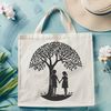 Whimsical Love Under the Branches A stylized illustration of two figures embracing beneath the branches of a tree, symbolizing love and connection.