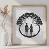 Interwoven Hearts in Bloom A stylized illustration of a tree with intertwined lovers, suitable for Valentine's Day or wedding designs.