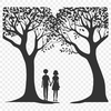 Romantic Tree Icon A digital illustration of a tree symbolizing love and relationship, suitable for Valentine's Day or wedding decorations.