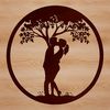 Symbolic Tree Embrace A pair of embracing trees with intertwined branches, symbolizing love and unity.